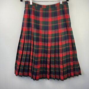 Vintage Carroll Reed Wool Tartan Plaid Pleated Midi Skirt Size 14 Preppy